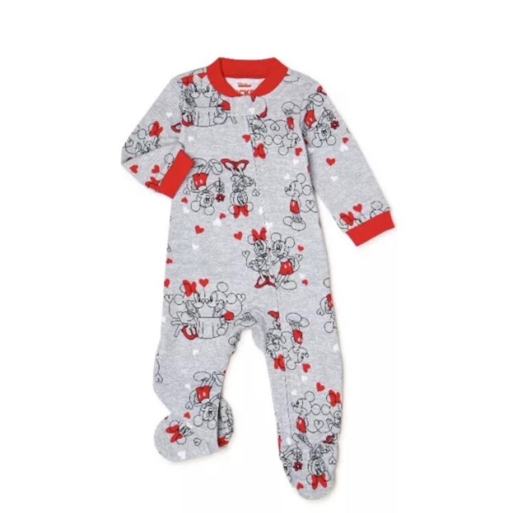 Disney Baby Girls/Boys 0-3M Minnie + Mickey Sleeper 1 Piece Footed New ❤️🖤